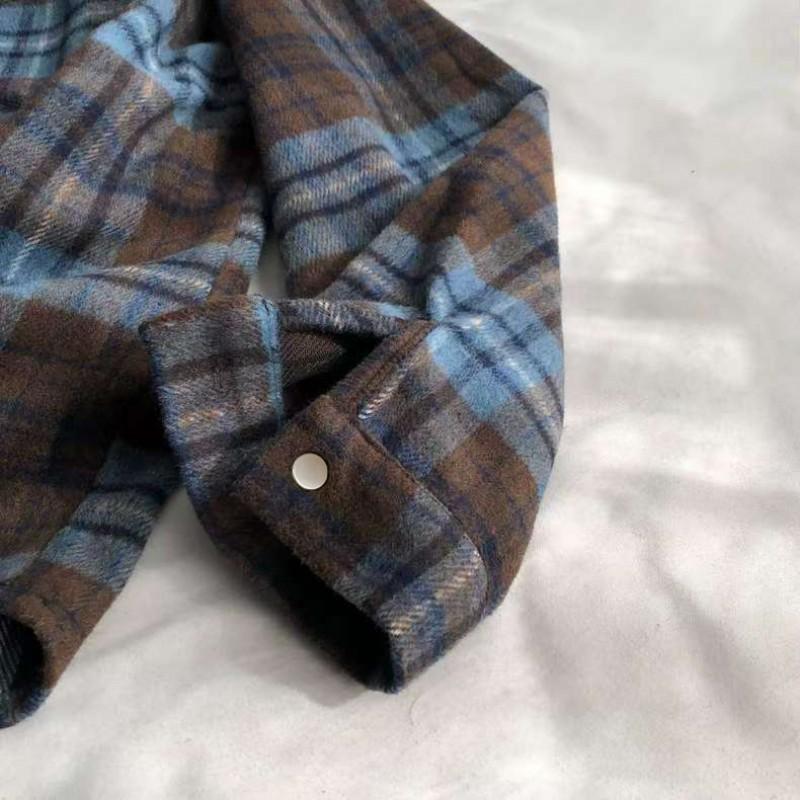 Thick Brushed Plaid Shirt Women 2026 Loose Casual Long Sleeve Button Front Top