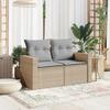 VidaXL Canapé de jardin avec coussins 2 places beige résine tressée 366105
