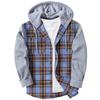 Plaid Men's Shirt Contrast Color Long Sleeve Cardigan Hooded