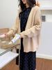 Женское ретро-пальто-кардиган средней длины во французском стиле - свитер толстой вязки свободного покроя для поездок на работу на осень/зиму