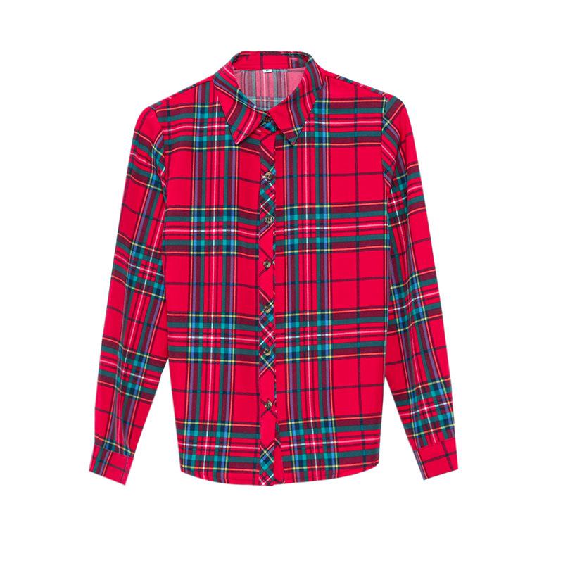 Клетчатая рубашка для женщин, сто женщин, топы, свободная ретро рубашка с длинным рукавом с гонконгским вкусом