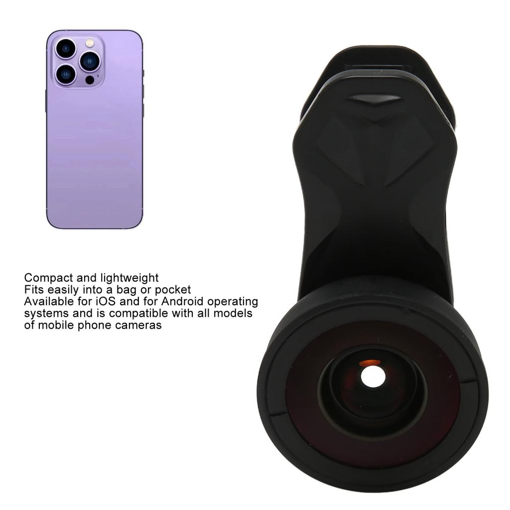 Phone Lens Aluminium Clip On Smartphone Camera 170° Super Wide Angle Lens with Cover Stand Wiping Cl