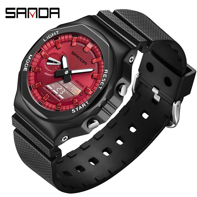 SANDA Watch Raising The Handlight Multifunctional Men's Steel Heart Waterproof Outdoor Sports Watch