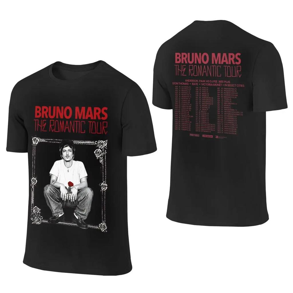 Мужчины Женщины Бруно Марс Романтическое Турне 2026 Футболки Наряды Мода 100% Хлопок Футболка Футболка Одежда Лето Женская Мужская Одежда