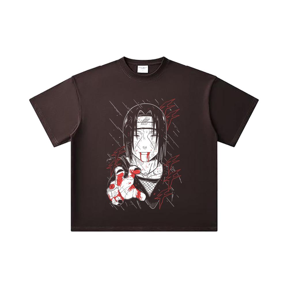 260 GSM Double Yarn 32 Count 100% Cotton Naruto V4 Itachi Print Unisex Heavy Cotton T Shirt… More
