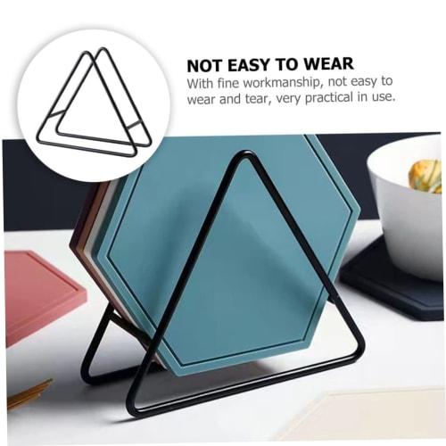 SHOWERORO Iron Coaster Holder, Coaster Holder without Coasters, Coffee Mat Stand, Tabletop Coaster Rack, Coaster Caddy, Triangular Plate Stand, Coaste