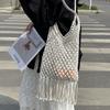 Hollow Cotton Thread Woven Bag 2025 New Single Shoulder Tassel Straw Bag Vacation Wind Beach Bag Versatile Underarm Women's Bag