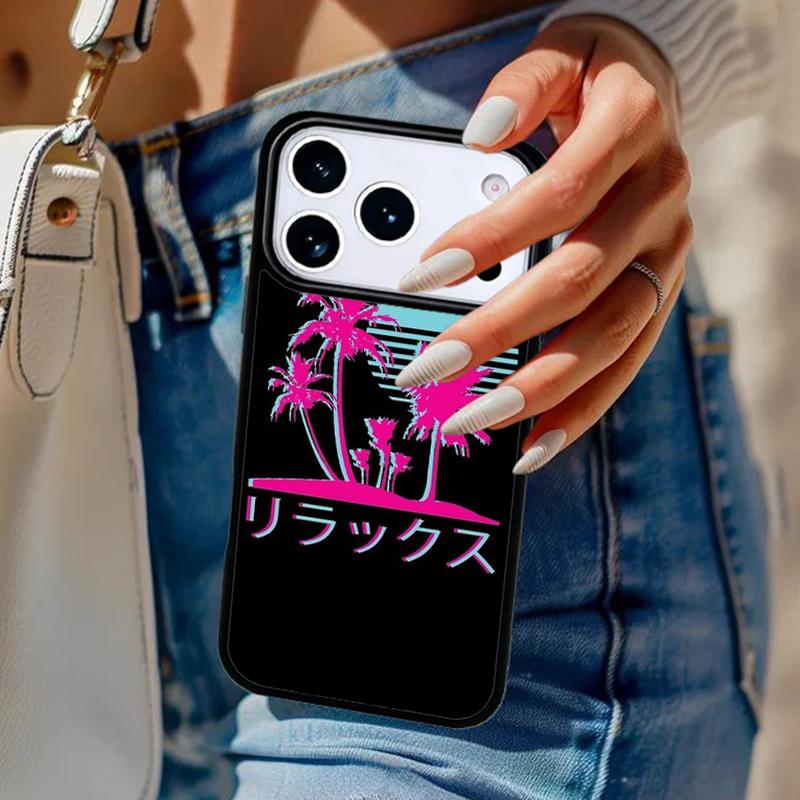 Неоновый Vaporwave Арт Чехол для Телефона Для iPhone 17 Air 14 15 13 12 Max Чехол Для Apple 16e 11 Pro Max Plus Coque