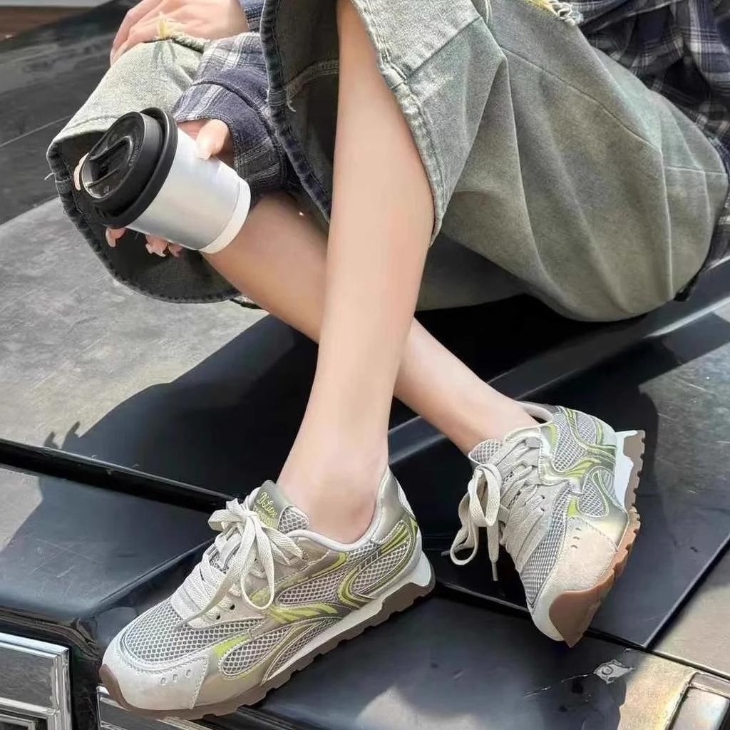 Обувь женская 2025 новая летняя на мягкой подошве Agande тренировочная обувь сетчатая дышащая на толстой подошве спортивная повседневная обувь для пап