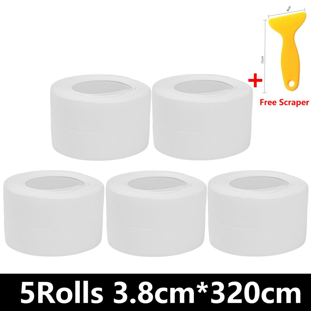 1-5Roll Adhesive Sealing Strips for Bathroom Shower Sink Bath Sealing Tapes Kitchen Wall Stickers Waterproof PVC Sealant Tape
