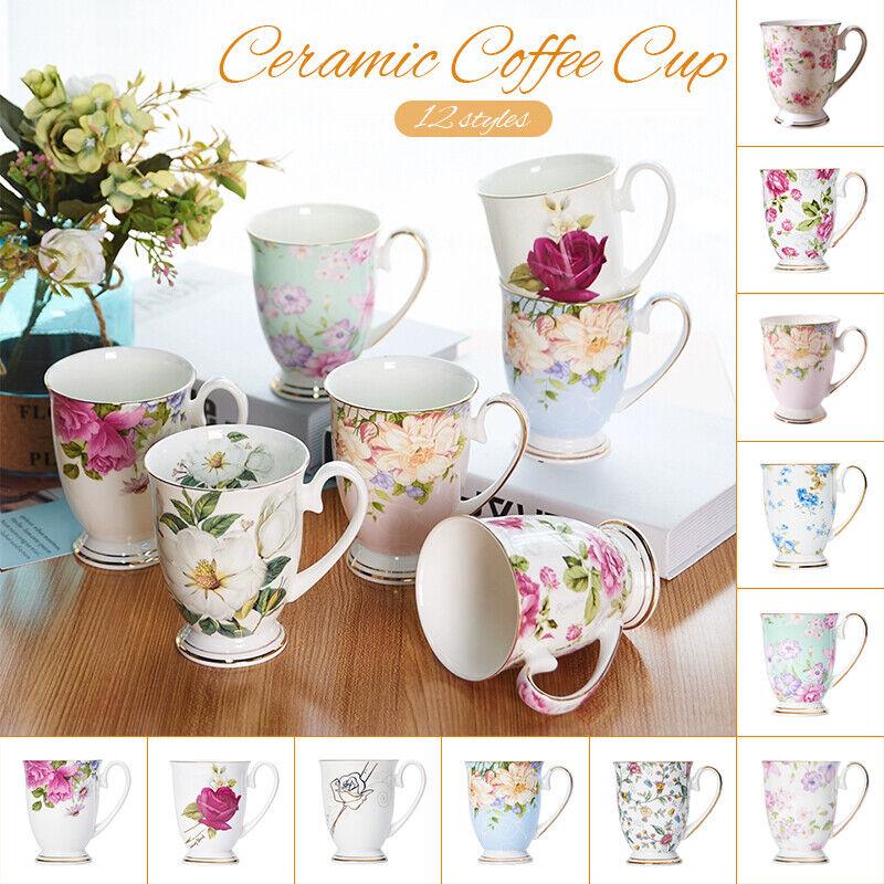 350ml Ceramic Coffee Mug Vintage Bone China Coffee Cup Mug Printed Teacup Breakfast Mug Drinkware Kitchen Accessories