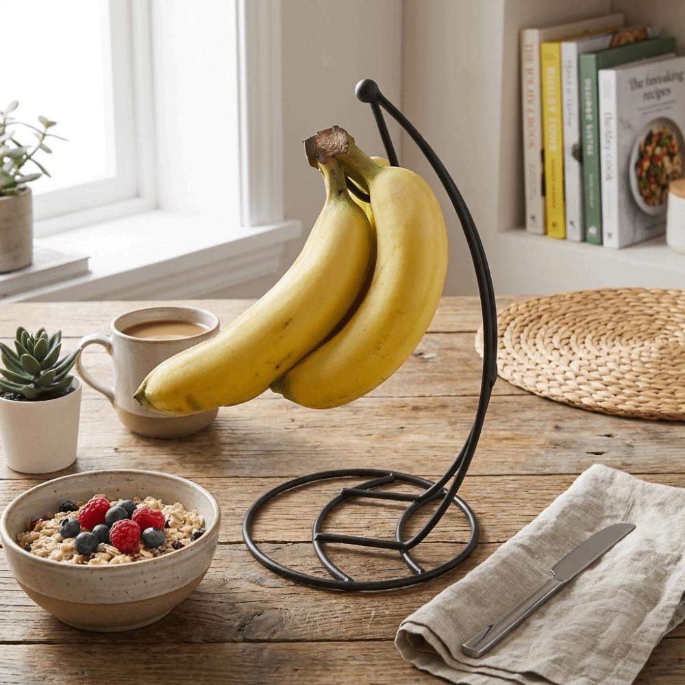 with Base Metal Banana Rack Stable Stand Fruit Display Hanger Creative Banana Holder Living Room