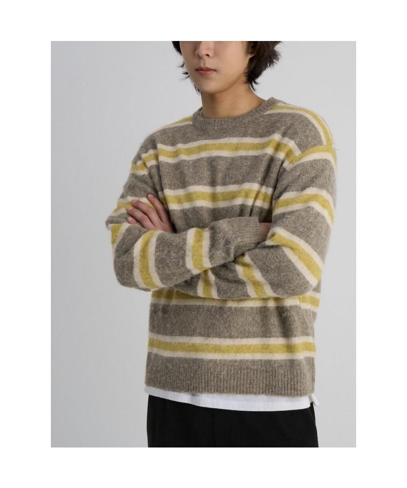8SECONDS Multi-Stripe Brushed Round Knit Beige