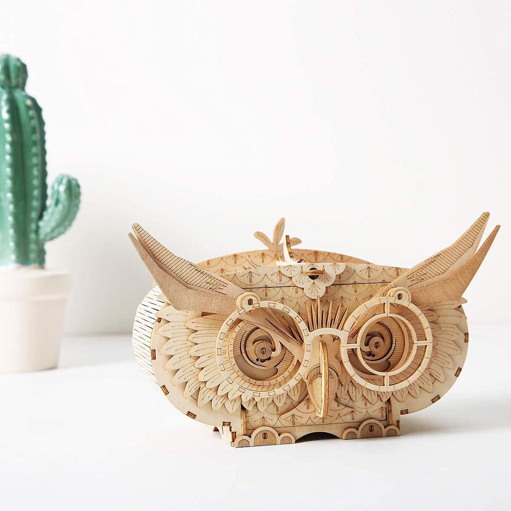 Tsukurundesu® 3D Wooden Puzzle TG405 Owl Box with Japanese Instructions