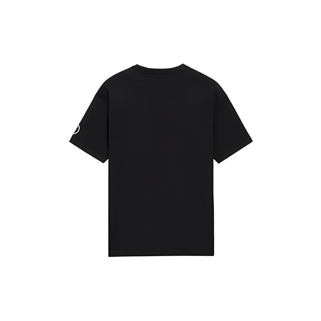 Li Ning Wade Series Однотонная футболка с логотипом-надписью, антибактериальная, с защитой от УФ-лучей, с круглым вырезом, повседневная, унисекс, черная ATSS417-1