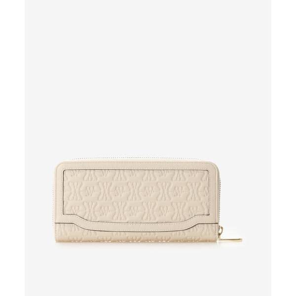 Кошелек двойного сложения с тиснением и точечной строчкой, длинный, розовый, бежевый [Samantha Vega]