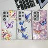 Fashion Butterfly Pattern IMD Clear Case For Samsung S25 S24 FE S23 Ultra A55 A15 A54 A35 Glitter Shockproof Lens Protection Slim Phone Cover