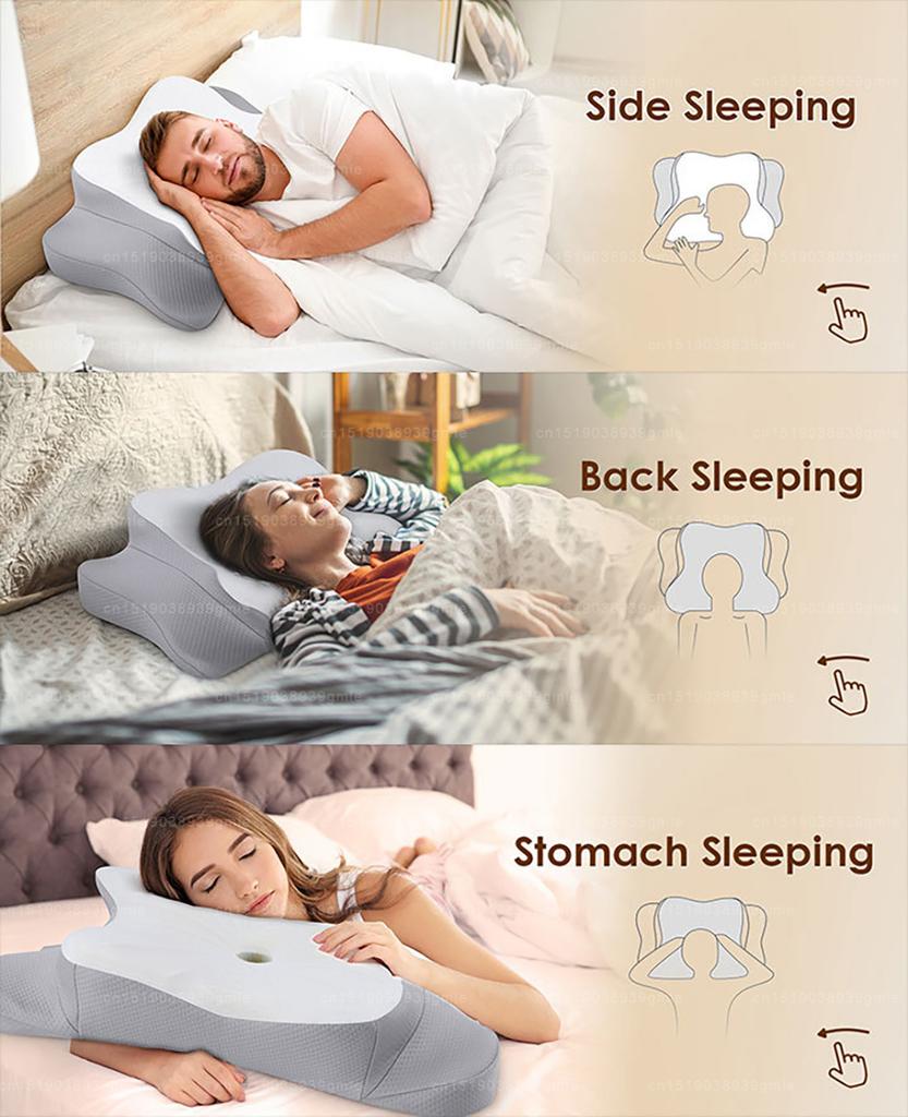 Cervical Pillow Ergonomic Cervical Spine Protecting Shoulder Neck Muscle Relax Butterfly Shaped Memory Foam Neck Pillow