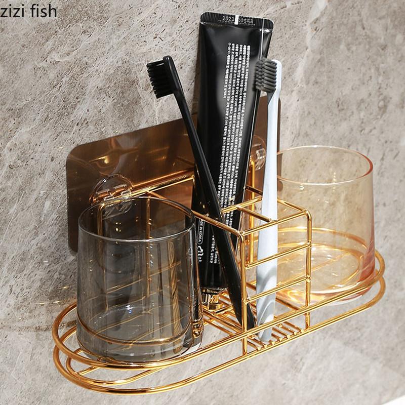 Набор стаканов для мытья посуды настенный/настольный металлический держатель для стакана принадлежности для ванной комнаты стеклянный стакан для ополаскивателя полости рта зубная щетка зубная паста настенная стойка для хранения