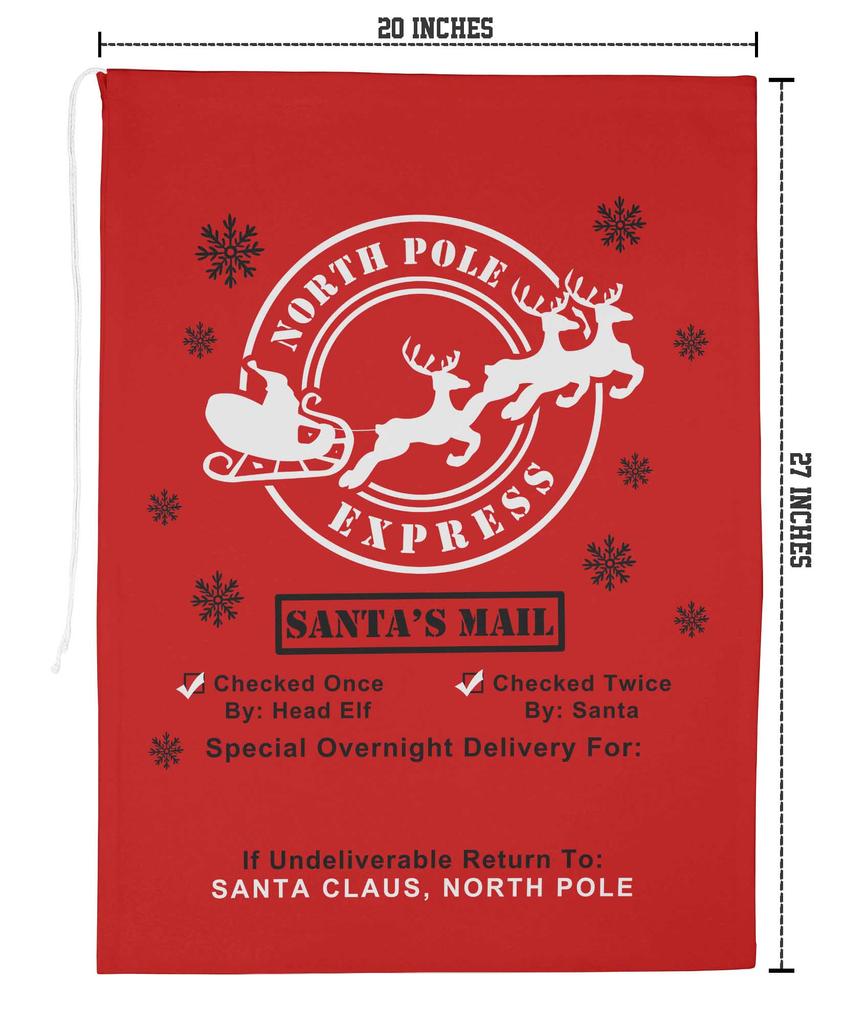 Printtoo Упаковка из 2 специальных рождественских мешков с завязками, очень большого размера, для многоразового хранения рождественских подарков, 27x20 дюймов