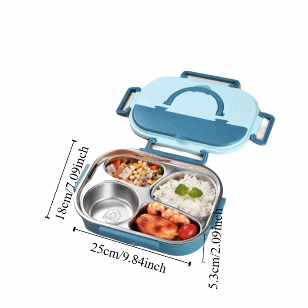 Insulated 4 Compartment Lunch Box Sealed Divided Food Storage Container  Student