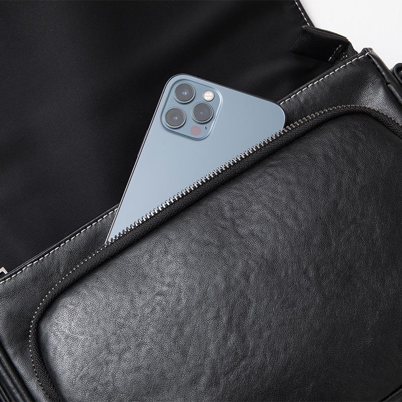 Сумка через плечо из натуральной кожи, мужская, с клапаном через плечо, большая вместимость, верхний слой из коровьей кожи, модная мужская сумка для машинного шитья