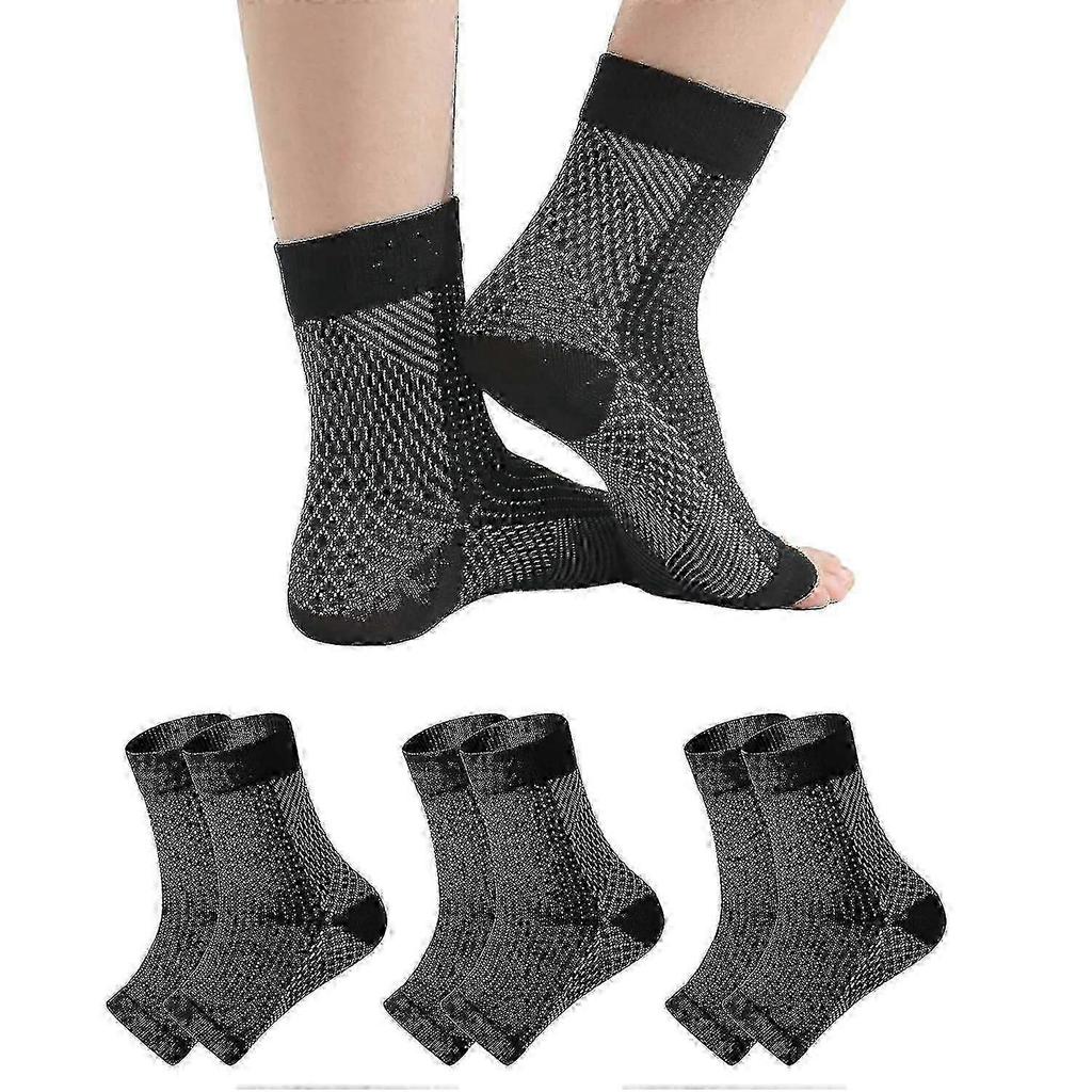 3 Pairs Neuropathy Socks for Pain Relief - Compression Socks for Neuropathy, Tendonitis & Plantar Fasciitis - Soothing Foot Care