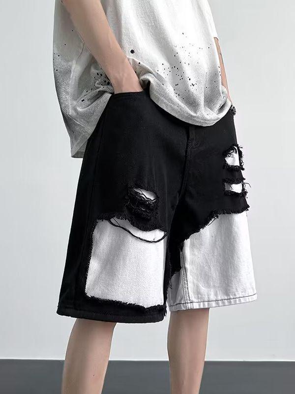 Расклешенные черно-белые мужские джинсы — американский стиль, дизайн Mandarin Duck, стильные широкие штанины уличного стиля.