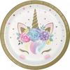 Paper Floral Unicorn Disposable Plates (Pack of 8)