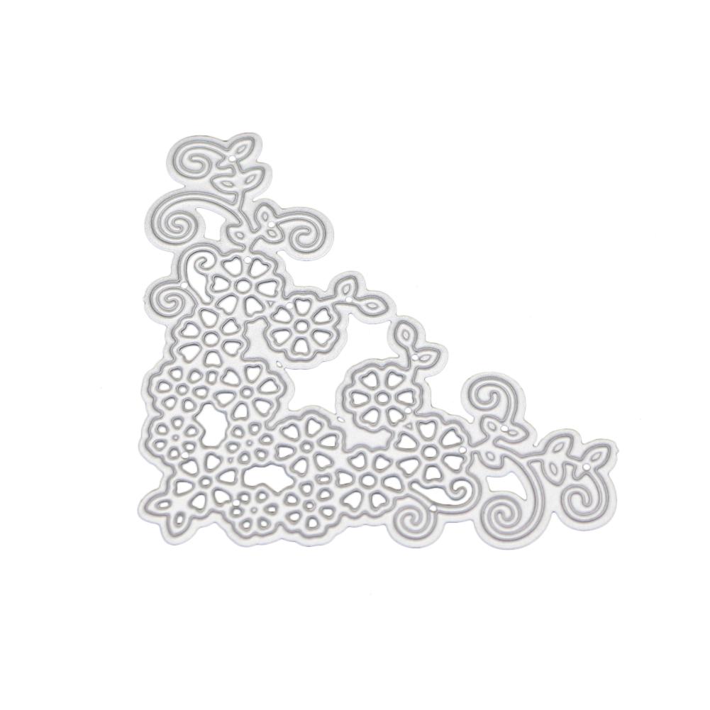 Треугольная рамка Цветочные листья Металлический серебристый трафарет Тиснение Вырубные штампы для скрапбукинга Бумага Альбом Изготовление открыток