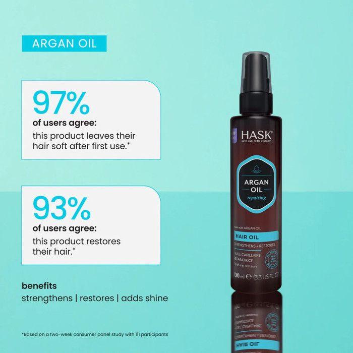 Масло для волос - Hask - Аргановое масло - 100 мл - Восстанавливающее - Блеск без пушистости