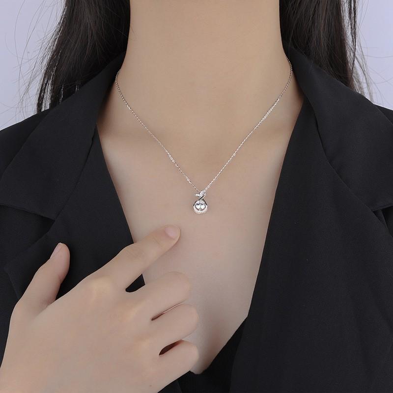 Fish Tail Pendant Necklace Women 990 Fine O-Link Chain Minimalist Chic Jewelry Adjustable 21-50cm