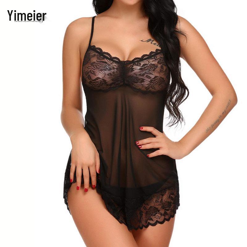 Новая европейская и американская сексуальная кружевная ночная сорочка из тюля на подвязках, нижнее белье