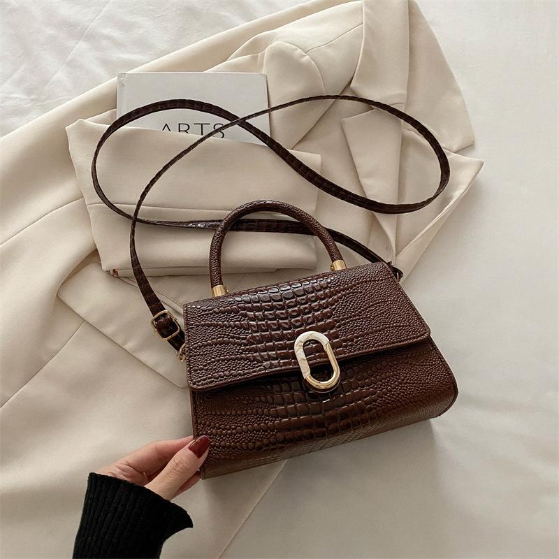 Зимняя сумочка, модная, трендовая сумка-мессенджер в стиле ретро, простая, маленькая квадратная сумка, персонализированная сумка через плечо с крокодиловым узором