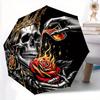 1pc Golden Crowned Skull with Roses Automatic Opening and Closing Umbrella - Small Umbrella Suitable for Various Occasions W049