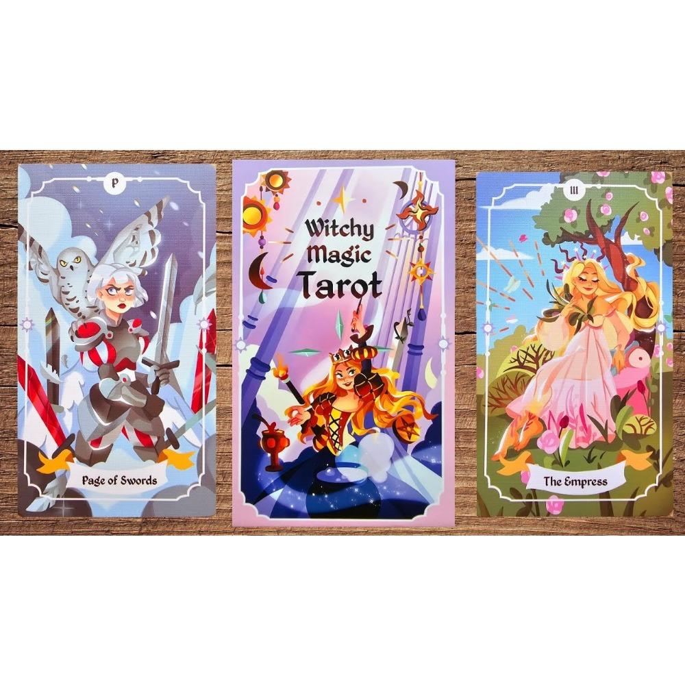 Колода Таро Witchy Magic размером 12*7 см. Очаровательная колода Таро из 78 карт, созданная с волшебными и очаровательными иллюстрациями и простым для понимания путеводителем.