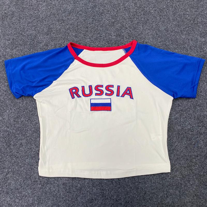 Укороченный топ в стиле летней уличной одежды Y2K с европейской и американской вышивкой букв