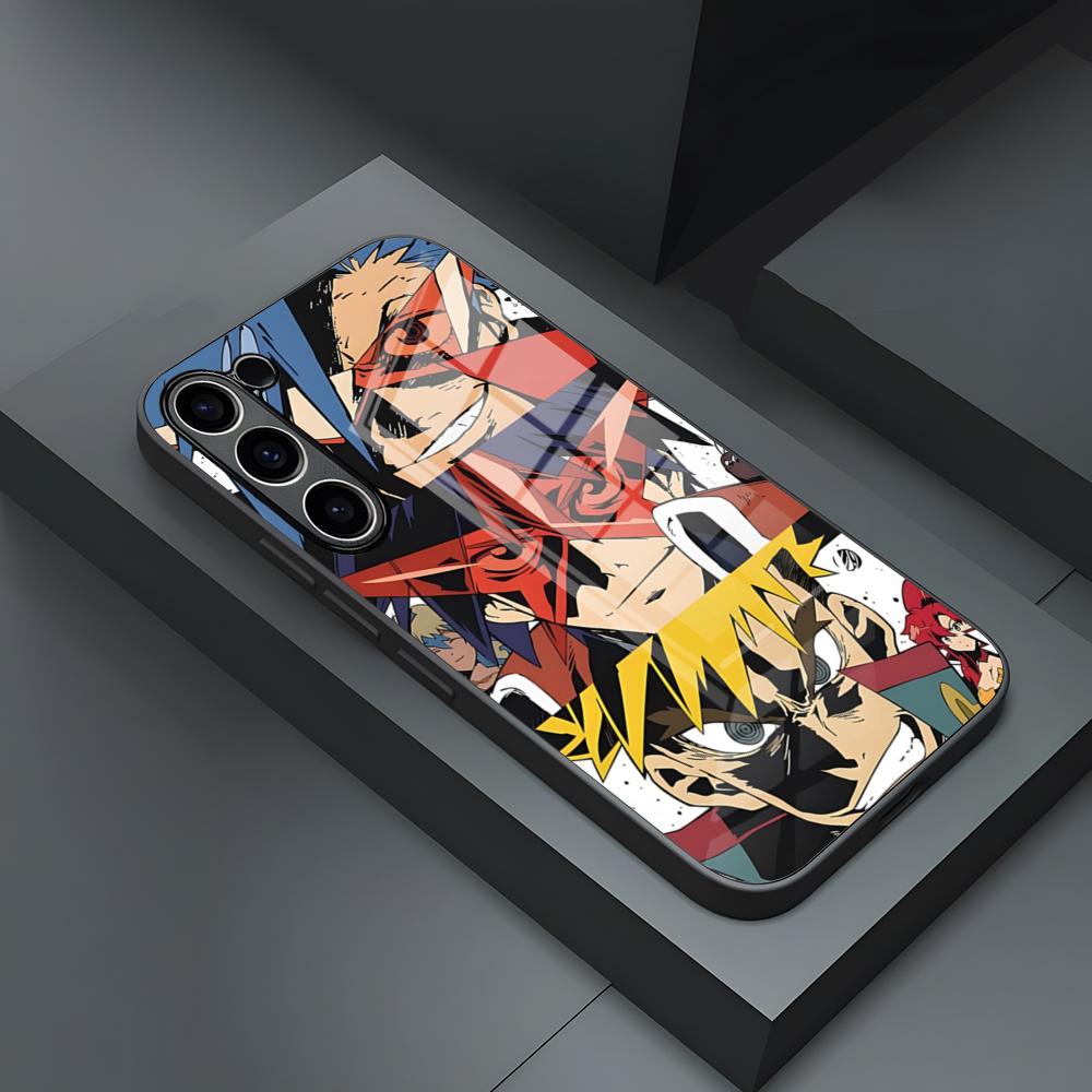 Чехол для телефона Gurren Lagann для S25 Ultra Samsung S23 S24 Fe S22 S20 S21 Plus A54 A34 A53 A16 Стеклянная крышка