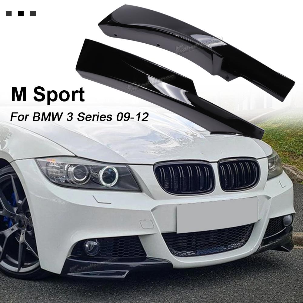 1Pair Front Bumper Splitters Lip Car Diffuser Splitter Spoiler Body Kit Cover For BMW 3 Series E90 E91 LCI M Sport 2009-2012