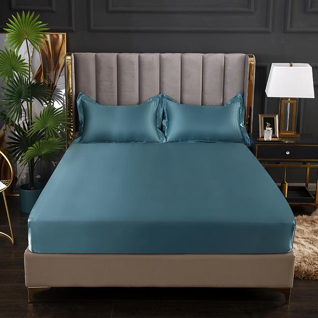 Bed Sheet Home Textile Three-piece Set Home High-end Solid Color Satin Silk Bed Sheet Mattress Cover Elastic Band Bed Sheet Bedding
