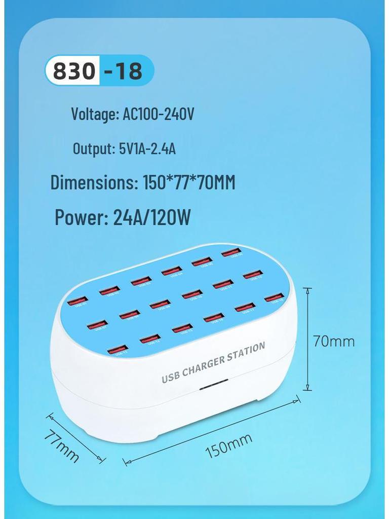 High-Power 160W Multi-Port USB Smart Charger: 30, 24, 18, 12-Port Options