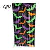 Halloween Backdrop Curtain Foil Fringe for Halloween, Orange Purple Black Background Shiny Tinsel Photo Booth Props, Pumpkin Ghost Bat Party