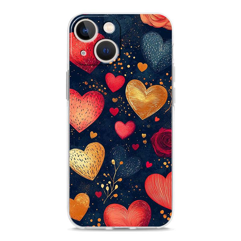 Чехол для iPhone 16 Чехлы iPhone 15 12 13 14 16 Pro Max X XR XS Max 15 Plus iPhone11 Чехол Масляная живопись Граффити Сердце