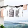 Wall Mounted Folding Clothes Rack Balcony Folding Cloth Hangers Without Punching Household Telescopic Pole Clothes Drying Rods
