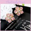Floral Zircon Silver Needle Earrings With Rose Design For Elegant Women
