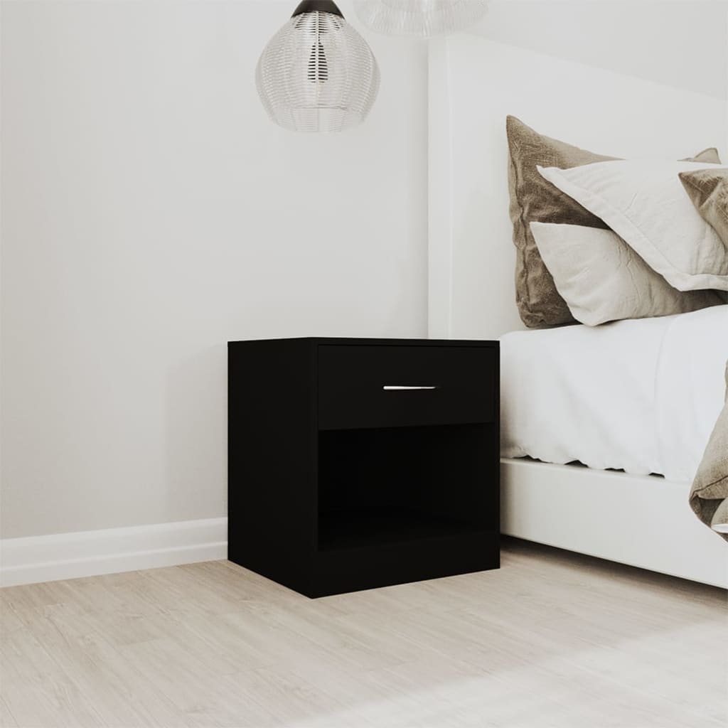 Nightstands (2 pcs) with Drawer Black