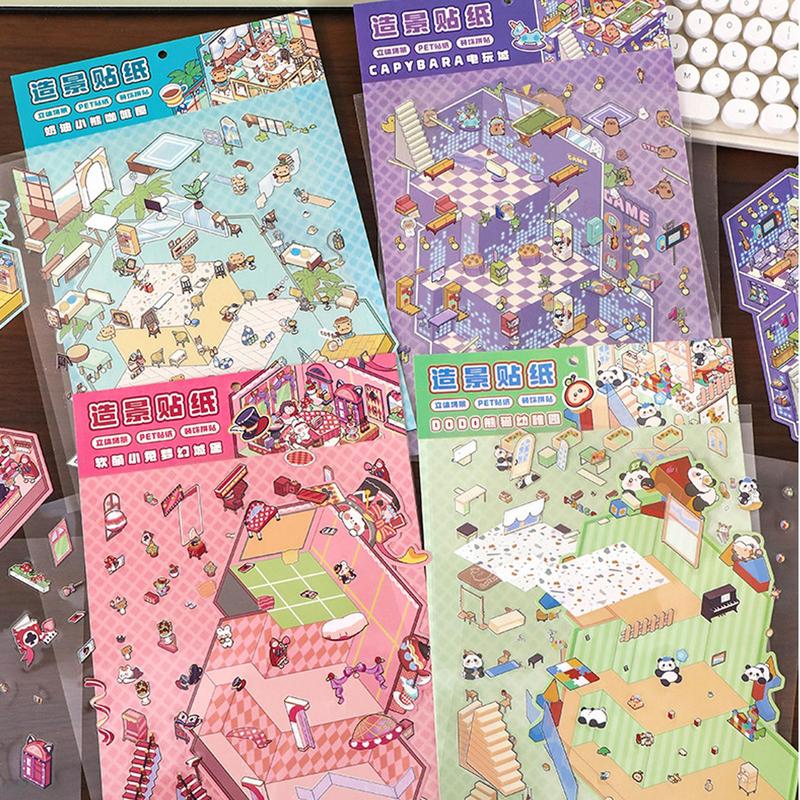 Animal Paradise 3D DIY Stickers Landscape Cabin Scene Sticker Hand Account Gift for Kid Christmas Festival