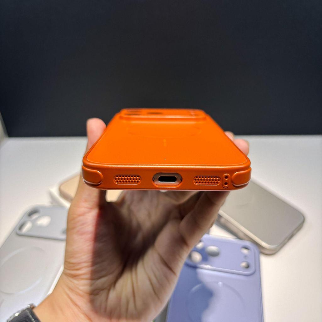 Мгновенный 17 Звезд Вселенная Оранжевый Чехол для iPhone 16 Pro Max с Полным Покрытием Объектива, Большим Окном, Магнитным Дизайном и Защитой от Падений