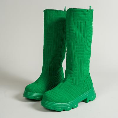 Модные роскошные брендовые дизайнерские сапоги для женщин 2024 зимние теплые сапоги до колена вязаные хлопковые носки Botas сапоги на толстом каблуке и платформе для женщин