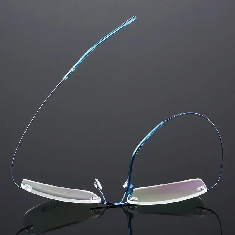 Ultralight Frameless Eyeglasses Titanium Alloy TR90 Glasses Frame Men High Quality Super Stretch Metal Temple Eyeglasses Frame